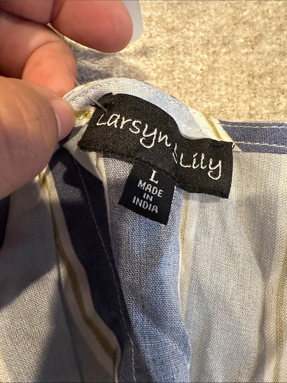 Striped Smocked-Waist Jumpsuit - Blue/White - Picture 2 of 7